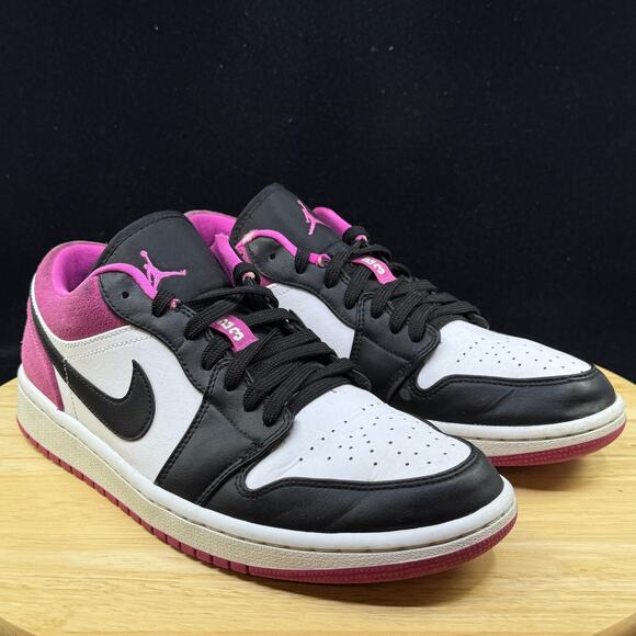 Air Jordan 1 Low 'Black Active Fuchsia' Men’s Size 9 Pre-Owned CK3022-005100 - Picture 4 of 11